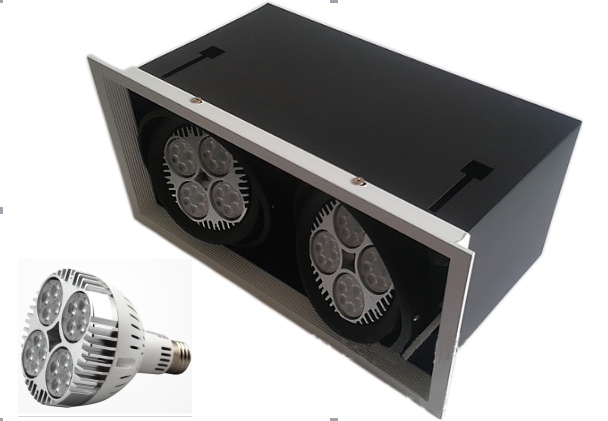 Double led Downlight, 35w Par30 E27 ceiling grille downlight