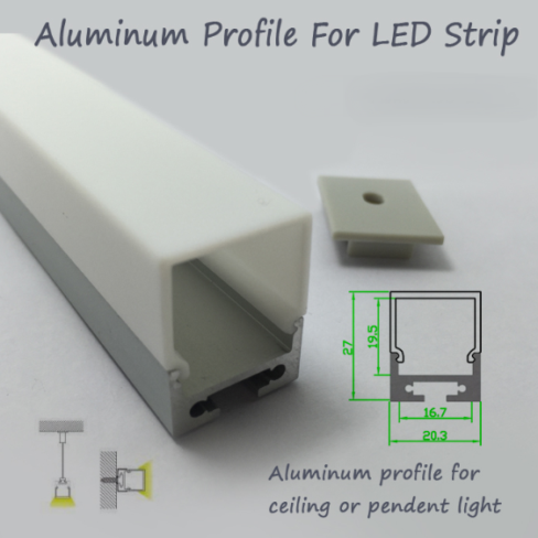 R2U-028 alu led profile customized aluminium extrusion for 5050/5730 led strip lights heat dissipating channel suspension mount prolong lifesapn diy lighting led profile
