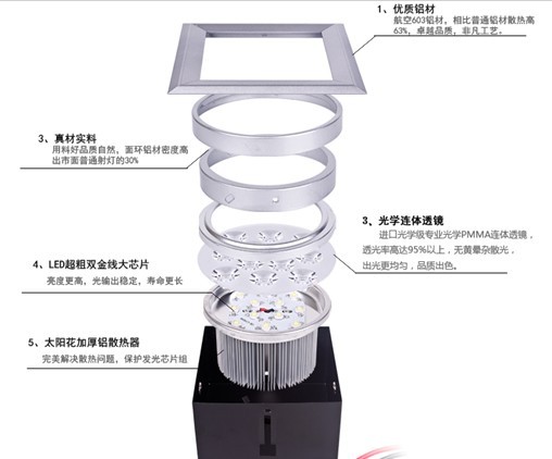 Hotel 36 W Led Grille Spot Light Fixture Bridgelux With High CRI 80 , 390mm * 205mm
